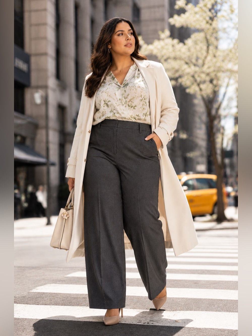 LANE BRYANT Perfect Drape Wide Leg Pants Sz 24P Petite High Rise Grey Capsule